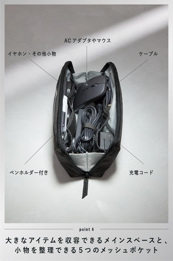 KOKUYO Gadget Pouch BIZRACK M Size Black AMBG-BR200D