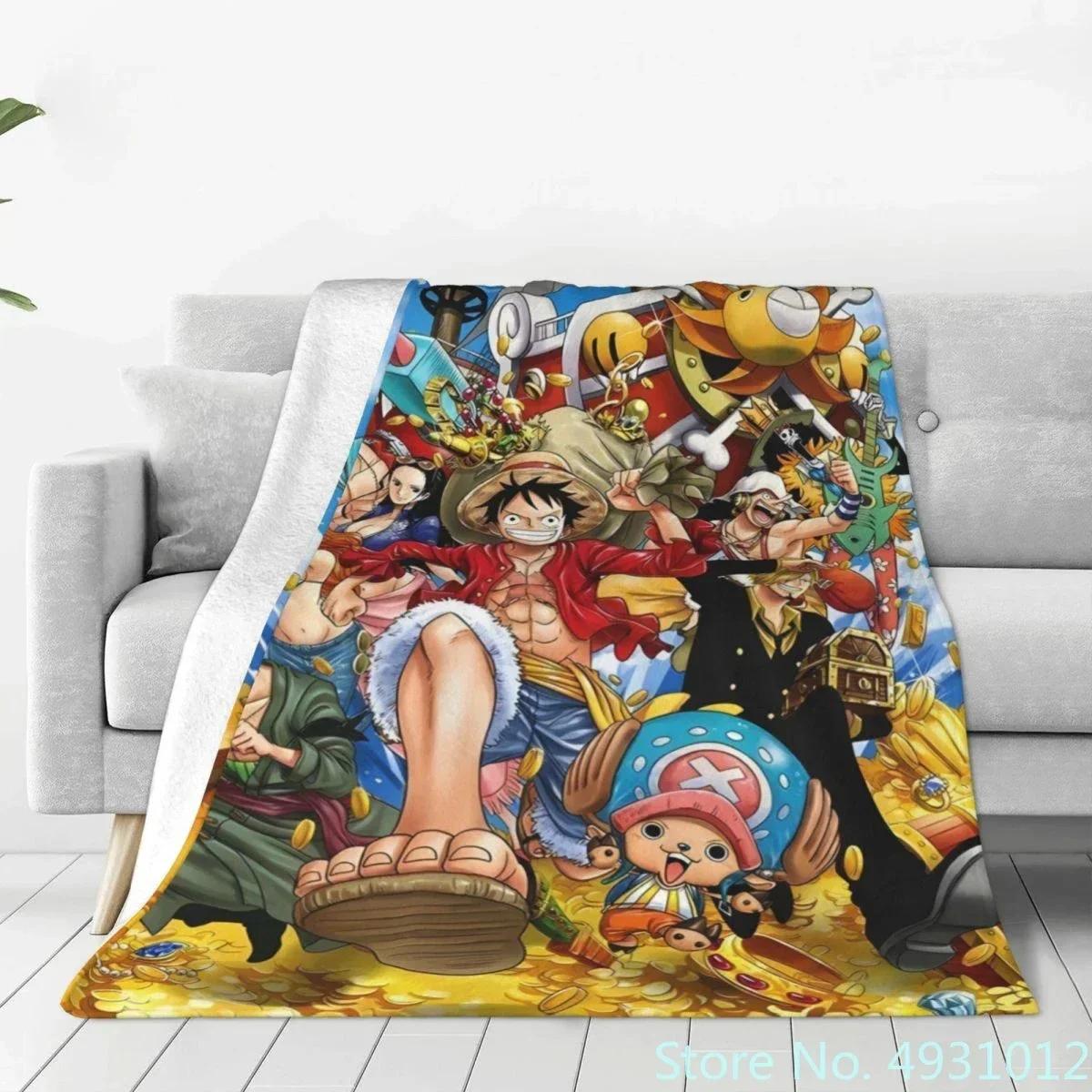 Japanese Anime One Piece Blankets on Bed Sofa Air Condition Sleeping Cover Bedding Luffy Throw Blanket Bedsheet For Kids 130x150cm