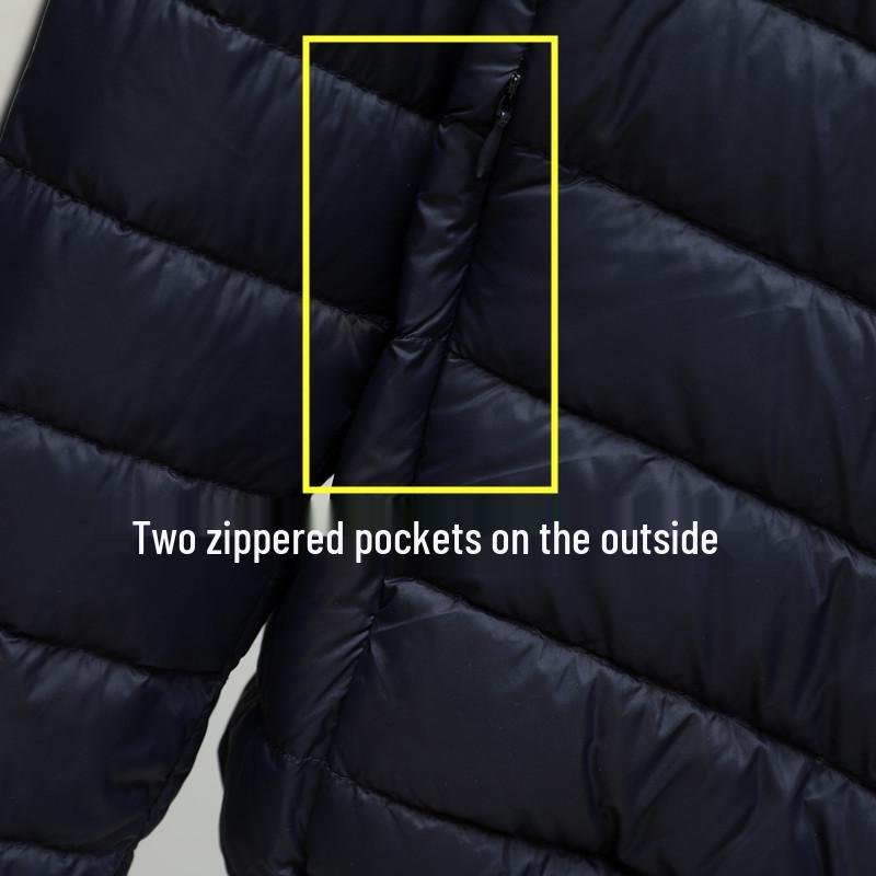 Men's Plus Size Lightweight Hooded Down Jacket - 90% Down, Ultra-Thin, Casual Winter Wear for Middle-Aged and Elderly, Suitable for 200 lbs