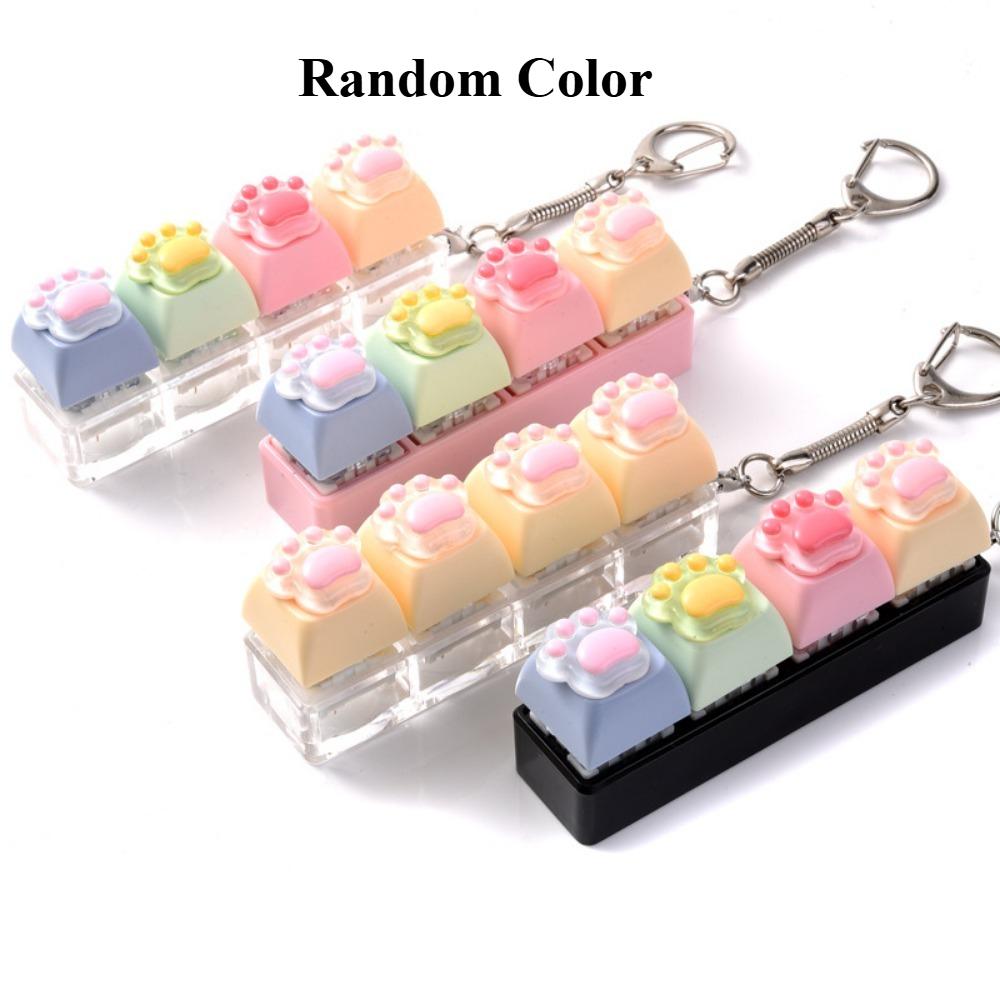 4/8Pcs Cat Paw Keycap Fidget Keychain Macaron Stress Relief Pendant Xmas Birthday Valentine Office Party Gift Charm