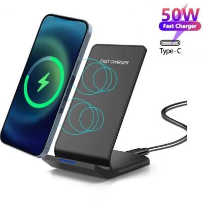 Vertical Stand Wireless Charger Mobile Phone Wireless Charger 50W Smart Vertical Wireless Fast Charging Desktop Mobile Phone Base