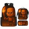 Three-pack Lightweight Children's School Bag Set, School Bag + Lunch Bag + Pencil Bag, Printed School Bag Set