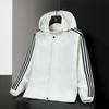 Men's Jacket New Spring and Autumn Trendy Brand Hooded Jacket Three-bar Trendy Sports and Casual Top Autumn Clothes