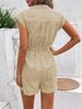 Summer Casual Striped Jumpsuit - Women's Short Sleeve Jumpsuit with Shorts, European & American Style for Trendy Commutes