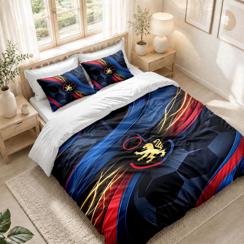 Bedding Set 1 Duvet Cover 2 Pillowcases Lyon FC Print Bedroom Home Decoration