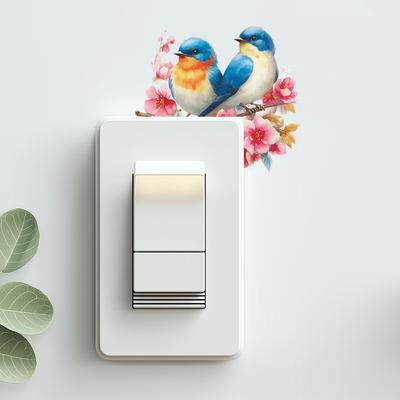 Self-adhesive Switch Stickers Peach Blossom Love Birds for Home Wall Decor