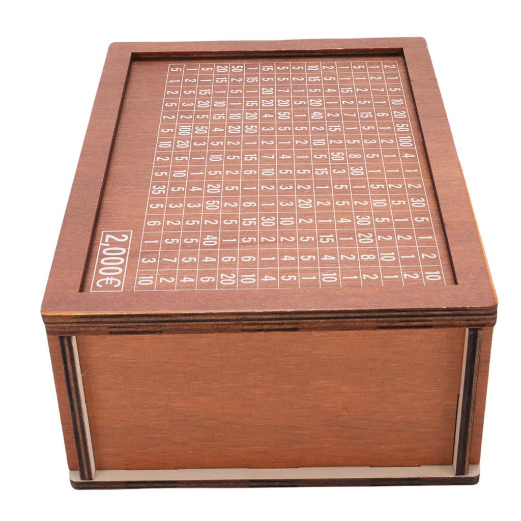 2000 Euro Savings Challenge Box Wooden Cash Saver Money Box Piggy Bank for Kids Adults