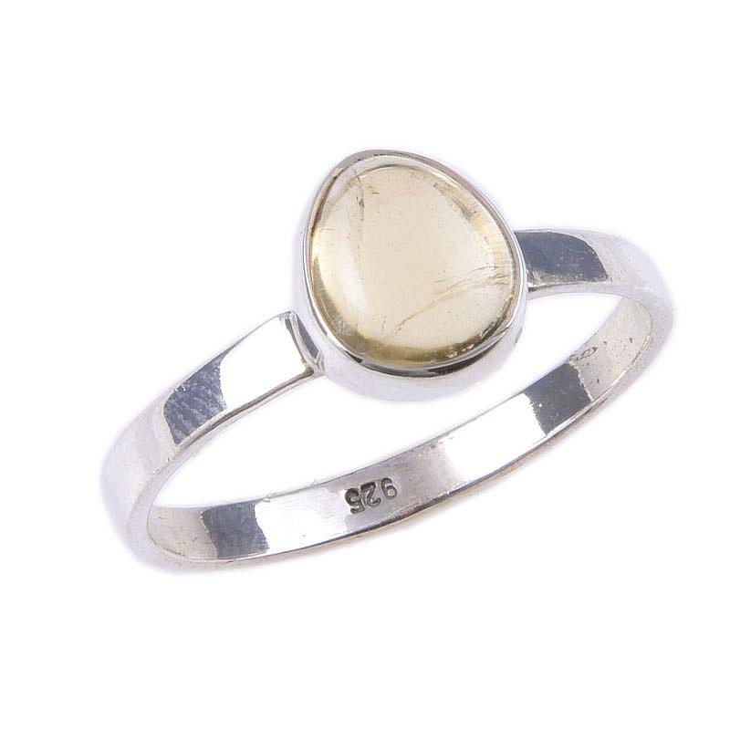 Natürlicher Citrin Edelstein Handgefertigt 925 Massiv Sterlingsilber Ring Größe 10 f1s02
