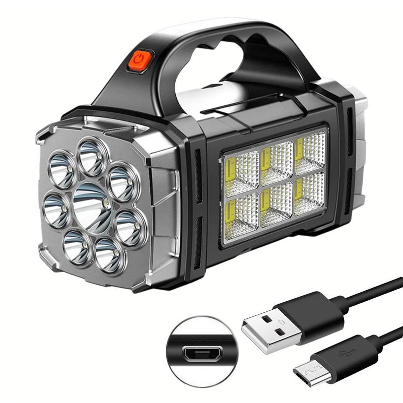 2024 Powerful LED Flashlight Solar+USB Rechargeable Lantren Ourdoor Portable Searchlight Torch Glare Waterproof Power Bank Light
