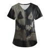 Women's Printing Uniform Work Uniform V-neck Pockets Basic Short Sleeve Pullover Top