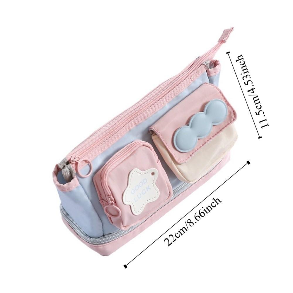 Handheld Y2K Star Stationery Bag Multilayer Ins Pencil Pouch Y2K Sweet Korean Pencil Case  Office