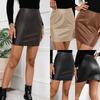 Women's High Waist Mini Skirt Slim Fit Pencil Skirt Solid Faux PU Leather Commuter Club Short Skirt