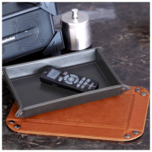HIGH FIVE Rectangular Leather Tray, Tray for Small Items, Accessories, Remote Controls, Keys, Watches, Rings, Storage Box, Black