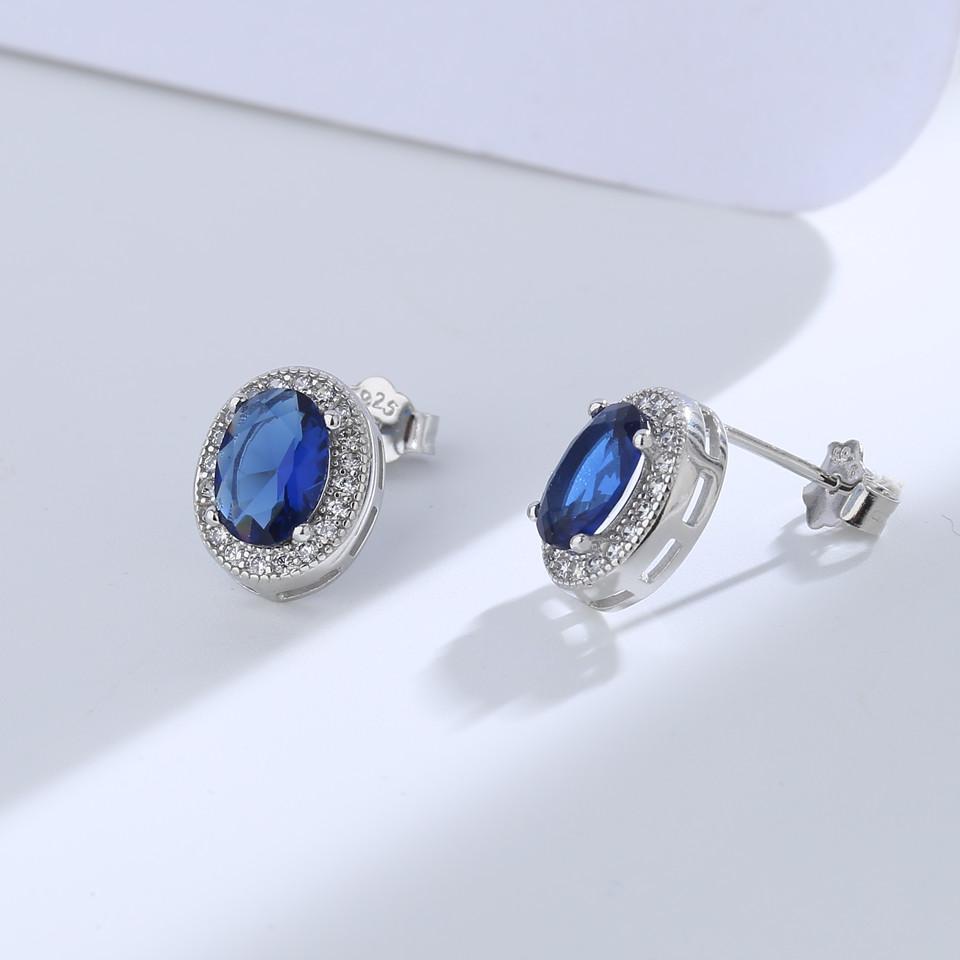 

Buyee 925 Sterling Silver Fashion Stud Earring Blue Green Yellow Crystal Stone Earring for Woman Wedding Fine Jewelry Earring