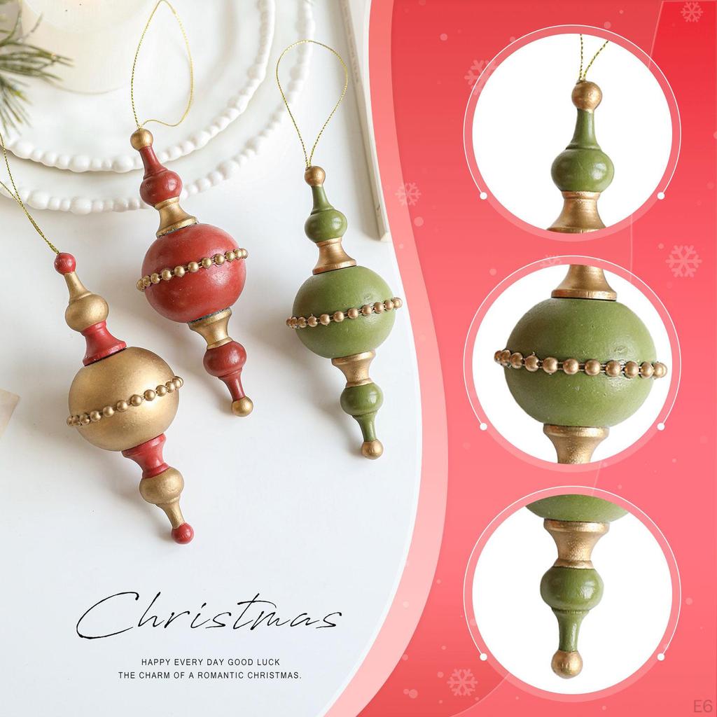 Christmas Tree Ball Ornament Gourd Shaped Bauble with Hook Rope Shiny Xmas Hanging Decoration for