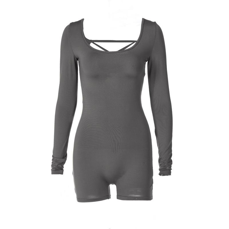 Sommer Langarm Slim Sexy Overalls Damen Body Verband Rückenfrei Lässige Yoga Jumpsuits Damenmode Hohe Taille Elegant Playsuits Outfits 25755