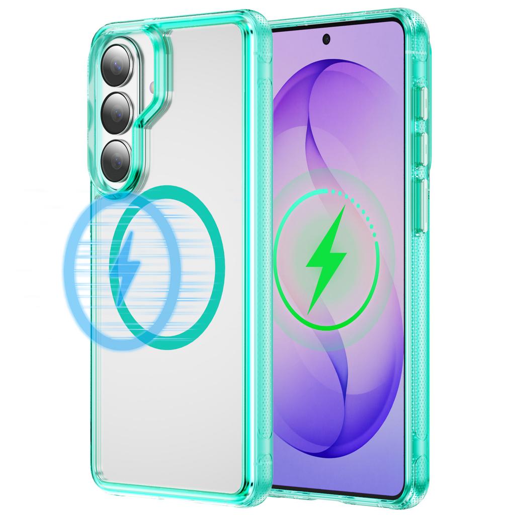 Magnetic Clear Hybrid Shockproof Cases For Samsung S26 S25 S24 Plus Ultra For Magsafe Metal Lens Ring Anti-fall Bumper Cover