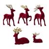 Christmas Tabletop Ornament Reindeer Figurines with Glittered Antler and Feet Deer Animal Model Home Decorations Gift