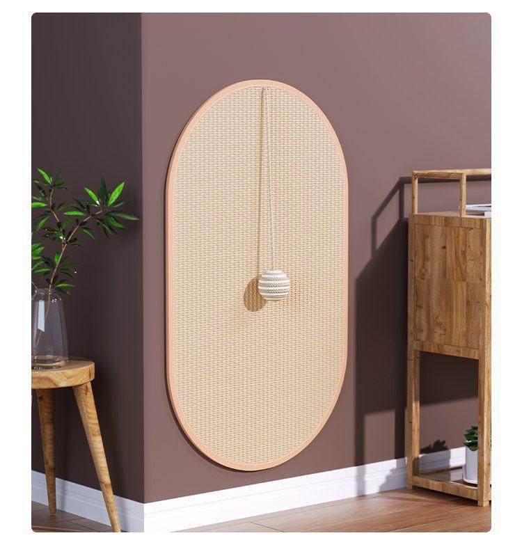 Extra-Large Sisal Wall-Mounted Cat Scratching Post - Wear-Resistant, No Flake, Protects Furniture, Includes Teaser Toy.
