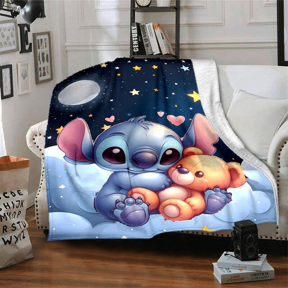1pc S-Stitch16 Blanket, Gift, for Men and Women, Soft Blanket, Good for Sofa Bed Couch Travel, Lightweight Flannel Blanket
