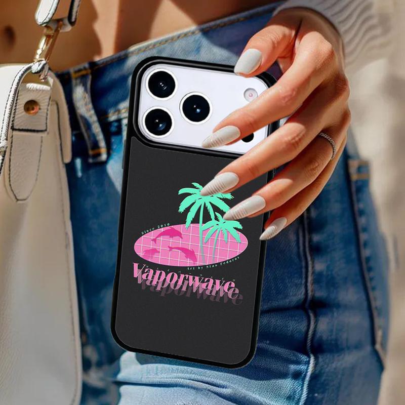 80s Retrowave Neon Palms Tree soft Phone Case For iPhone 17 Air 14 15 13 12 Max Cover For Apple 15 16 16e 11 Pro Max Plus Coque