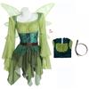 Vestito Verde da Elfo Medievale per Donna Vestito da Fatina Elfica Magica con Ali Costumi Cosplay di Halloween Costume da Elfo per Role-Playing