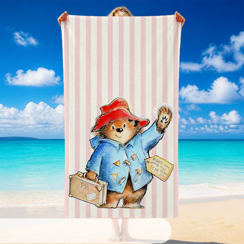 Quick Dry Beach Towel Paddington Pattern, Lightweight Absorbent Towel for Pool Beach Vacation Use