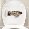 3D Visual Cat Toilet Seat Sticker,Cartoon Hole Breaking Kitten Sticker,2D Waterproof Bathroom Decal, Self-Adhesive Wall Decor