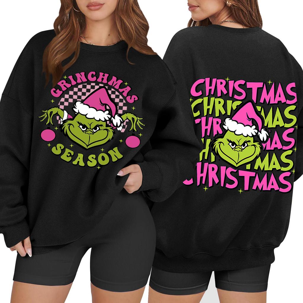 Women's Casual Fashion Long Sleeve Christmas Printed Round Neck Sweatshirt Top
