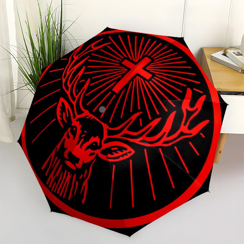 

Deer, Cross themed Eight rib Automatic Folding Umbrella Is Suitable for Both Men and Women, Making It A Perfect Christmas and Valentine s Da
