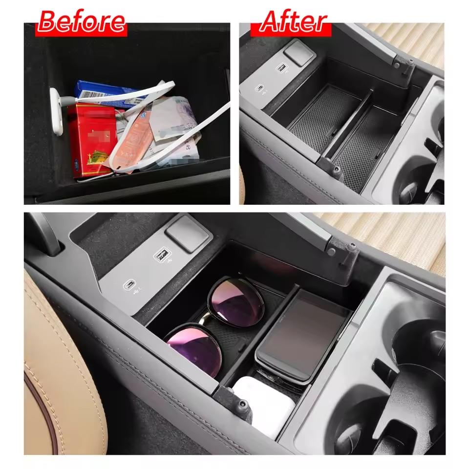 For Land Rover Discovery Sport 2025 Armrest Storage Box Center Console Tray Organizer Tidying Car Accessories