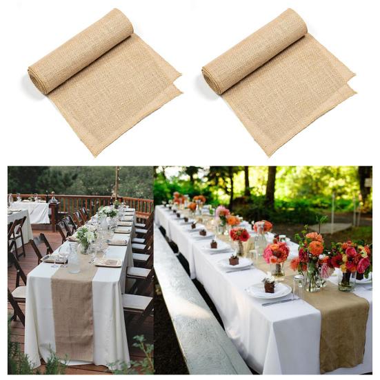 Party Table Runner Jute Fabric Boho Style Stain-Proof Home Decor DIY Crafts Reusable Table Protection Decoration Prom Banquet Table