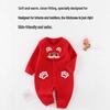 Newborn Red Padded One-Piece: Warm Autumn/Winter Outfit for Baby's First Celebrations