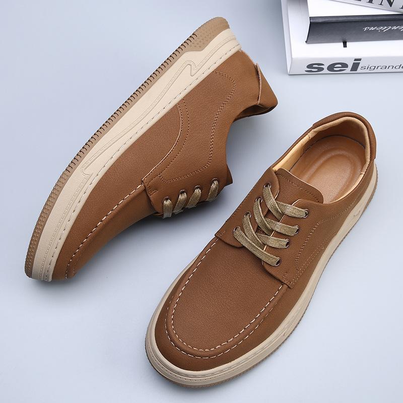 2025 autumn new men's shoes comfortable and breathable versatile casual leather shoes men's leather British fashion retro board shoes