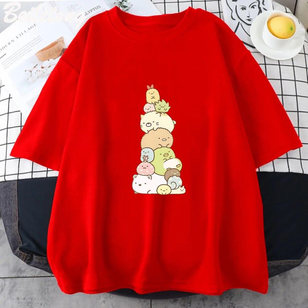 Sumikko Gurashi Essential T-shirt Dam T-shirt Sommar Kawaii Rosa Nya Oversized ärmar Toppar Sommar Casual Harajuku Mode T-shirts Unisex T-shirt