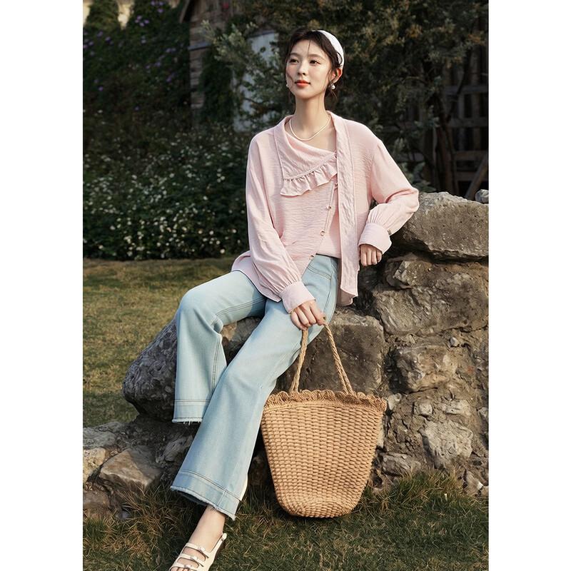 Women's French Style Ruffle Detail Blouse