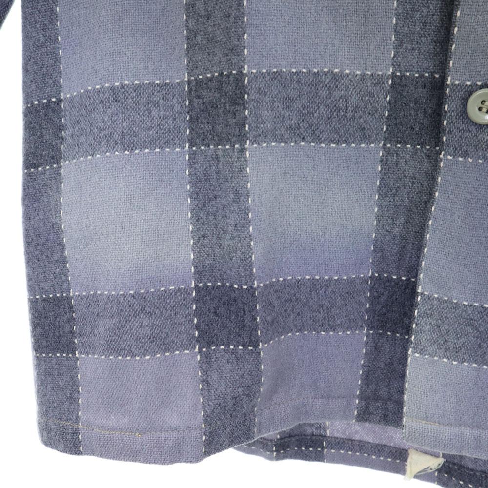 Vintage 50s Open Collar Check Long Sleeve Open Collar Shirt M Gray Men's Used