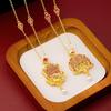 Retro Oil Dripping Hollow Lotus Happy Word Clavicle Chain Trendy High-end Necklace Pendant