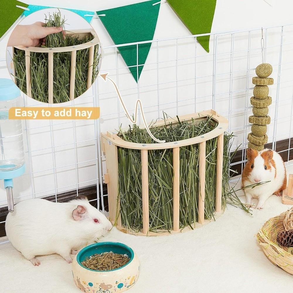 Built-in Hay Feeder Rack Wooden Ferret Hay Manger Practical Bunny Hay Feeder  Guinea Pig