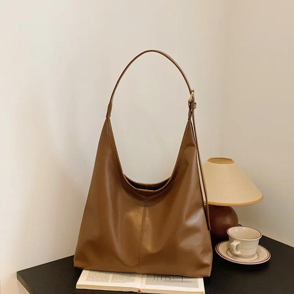 PU Vintage Tote Bag Large Capacity Commute Shopping Bag Elegant Women's Shoulder Bag  Streetwear
