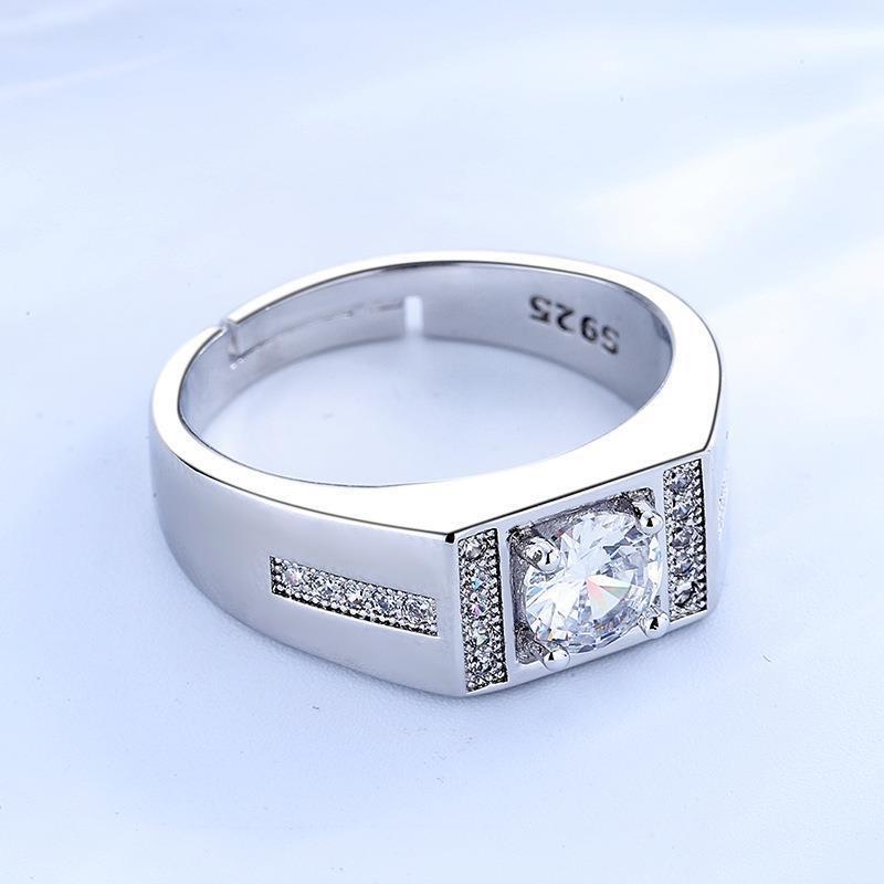 Men'S Ring Mozzarella Diamond Ring Men'S Domineering Diamond Ring Men'S Fashion Atmospheric Ring Personality Adjustable Quality