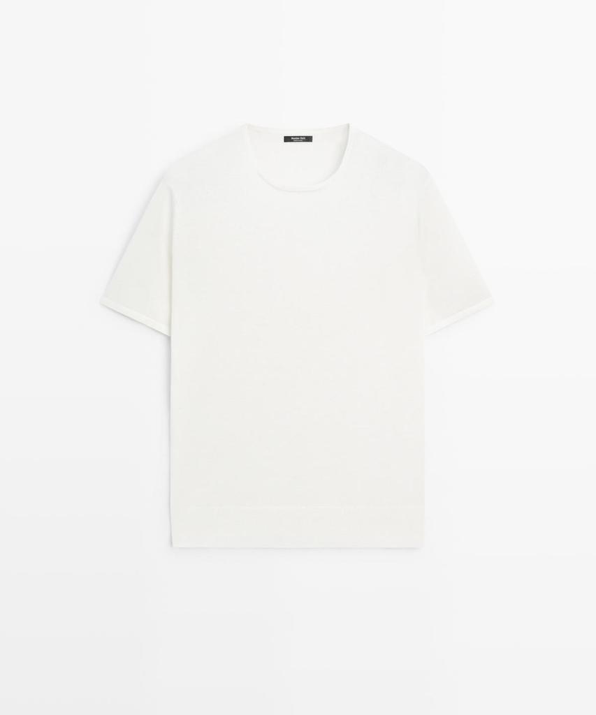 Masimodutti Cotton Blend Knit Short Sleeve Sweater