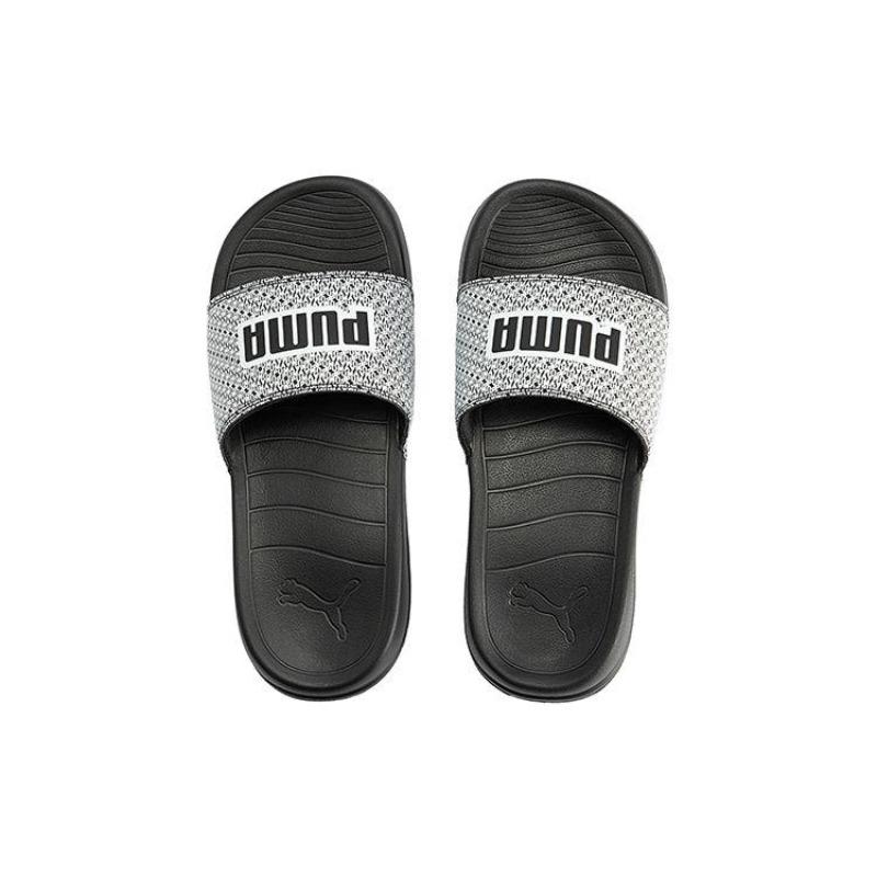 Puma Popcat 20 Unisex Sports Rubber Sole One Strap Slides Black White 386720-01