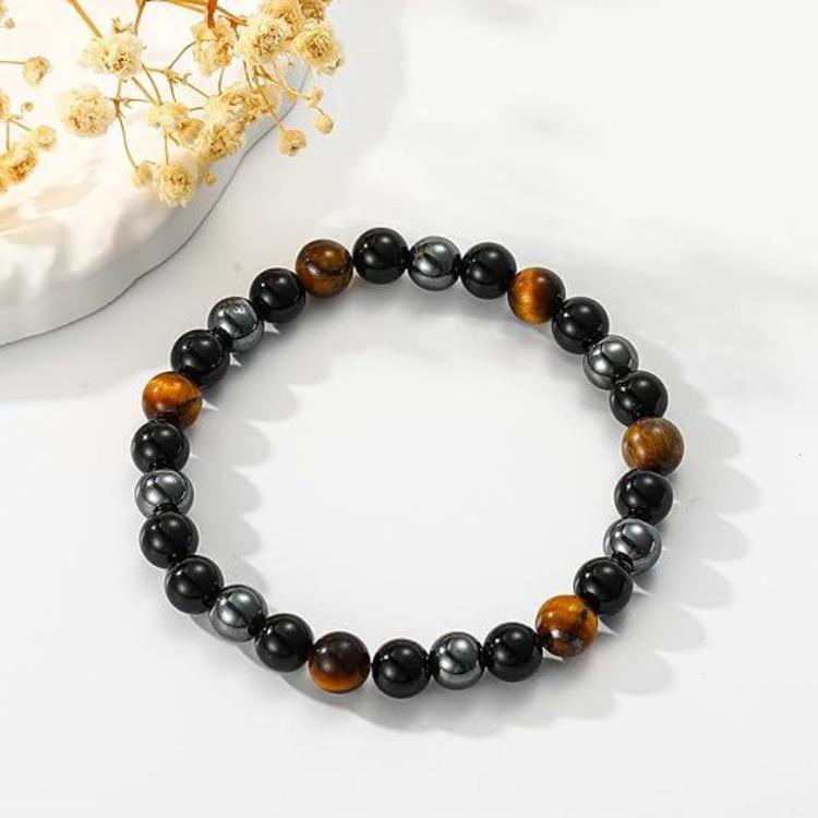 Fashion Triple Protection Natural Crystal Bracelet Gift Card Tiger Eye Natural Crystal Bracelet Fashion Bracelet