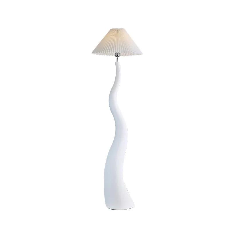 Designer Cream Resin Floor Lamp LED E27 Atmosphere Vertical Desk Light for Living/Model Room Decoration Bedroom Study Studio Bar