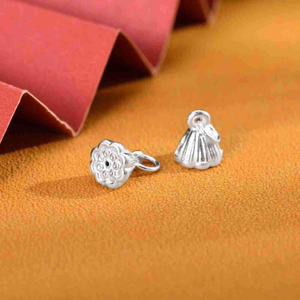999 Sterling Silver Lotus Flower & Seed Pod Pendant Beaded Bracelet - Joyful DIY Jewelry Accessory