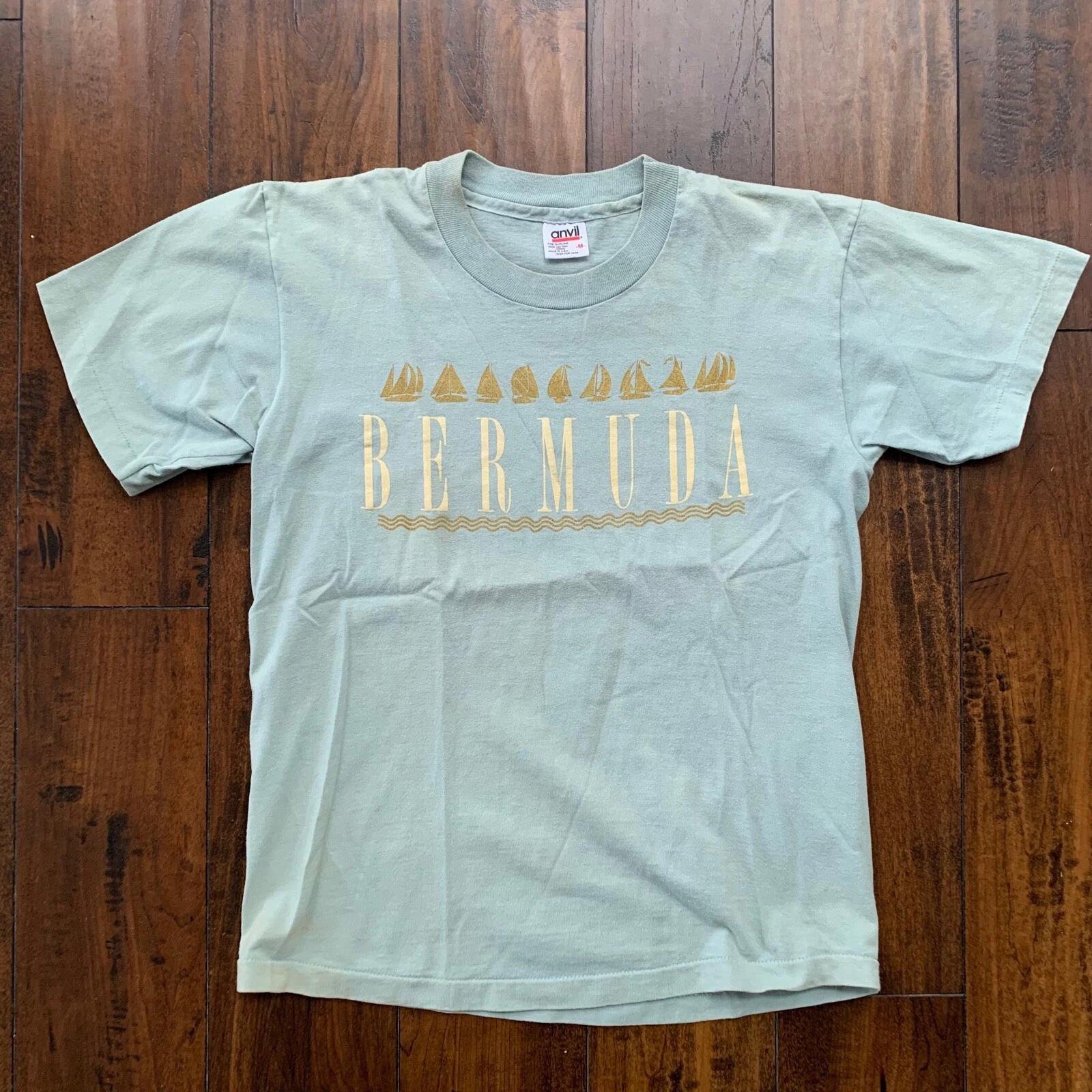 

Bermuda Triangle Vintage T Shirt Creepy Nirvana Grunge Rap Green Sail Boat Cool L