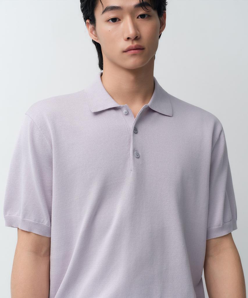 MUSINSA STANDARD Washable Supima Cotton Knitted Polo Shirt [Purple Grey]