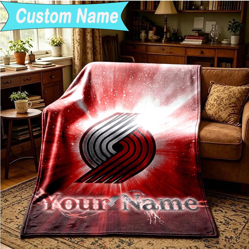 1PC Custom Name Blanket Portland Blazers Artwork Flannel Blankets Patterns Throw Blanket All-Season Soft Gift for Couch, Bed, Camping, Birthday Gifts