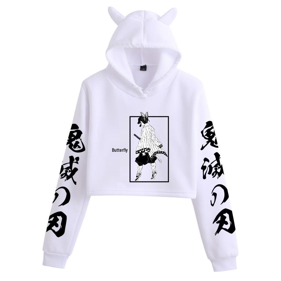 Demon Slayer Japanese Anime Cat-Themed Women's Two-Piece Crop Top & Shorts Set